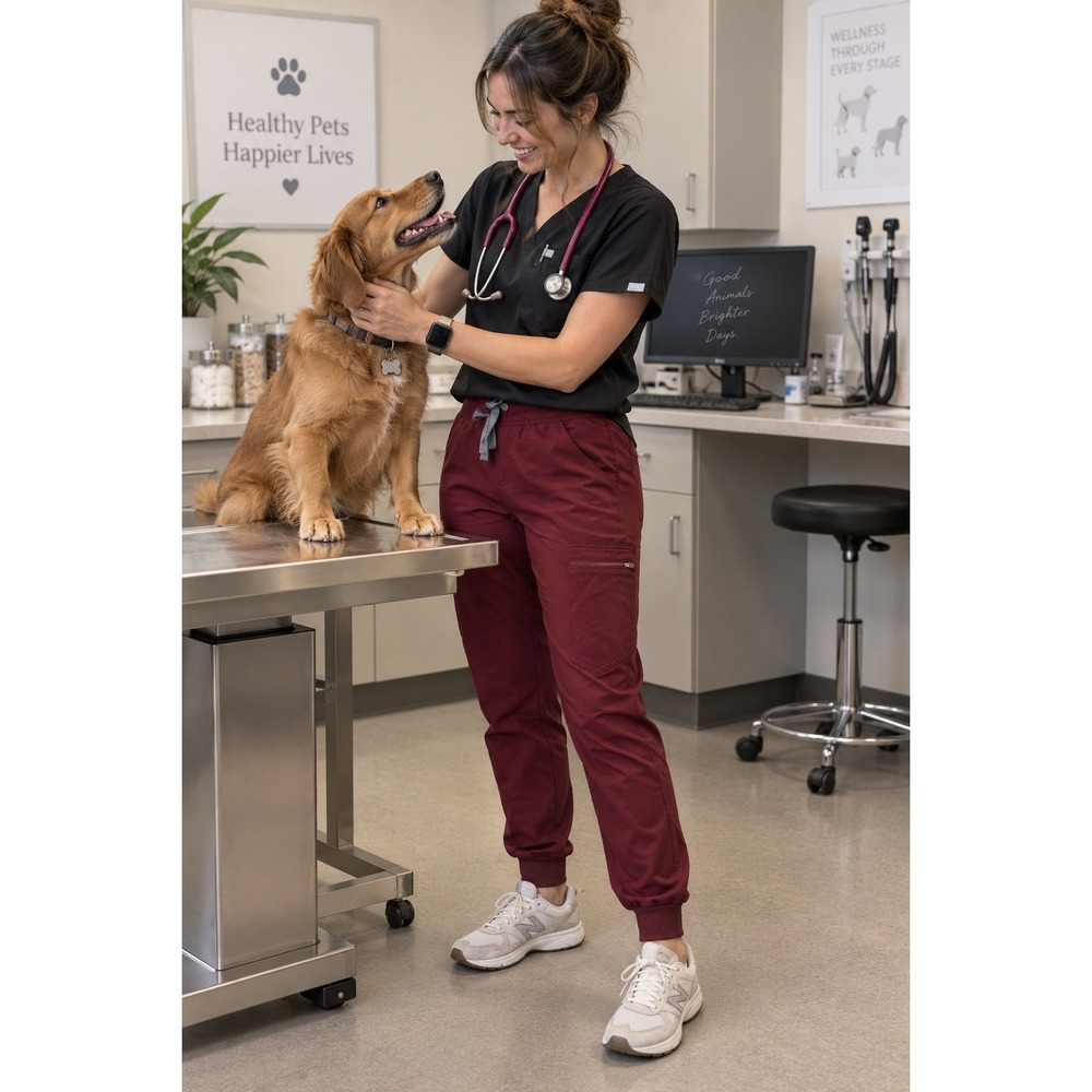 FIGS Zamora Jogger Scrub Pants Burgundy Maroon Womens Small Cargo Medical